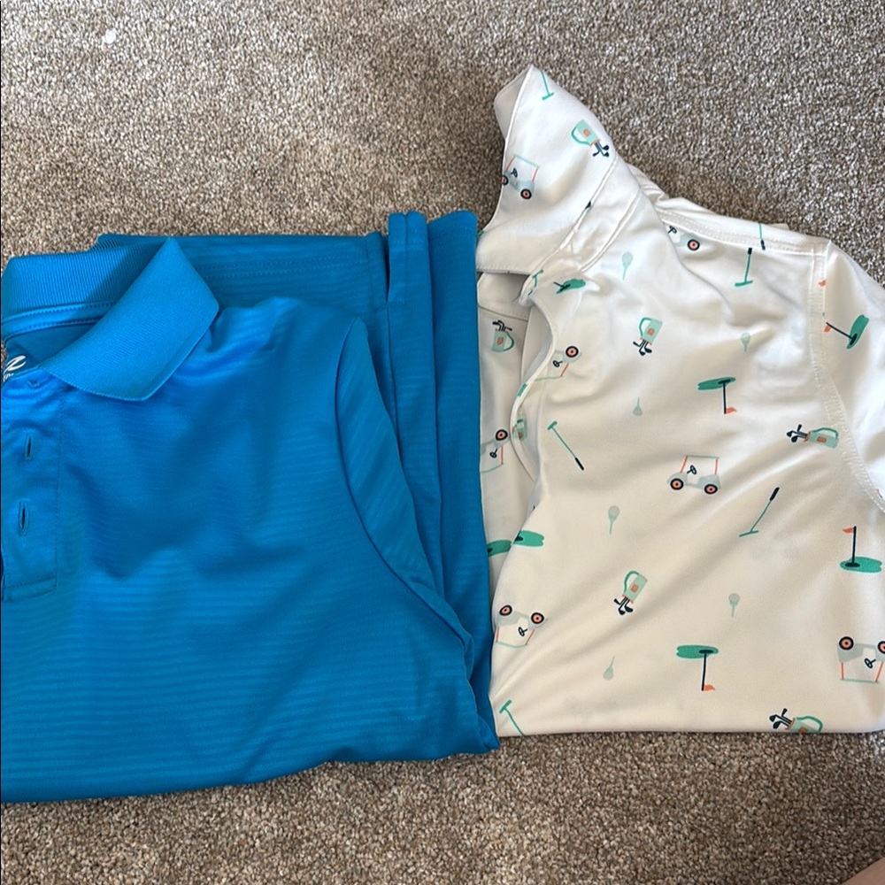 Blue and White Kids Polo Shirt Set